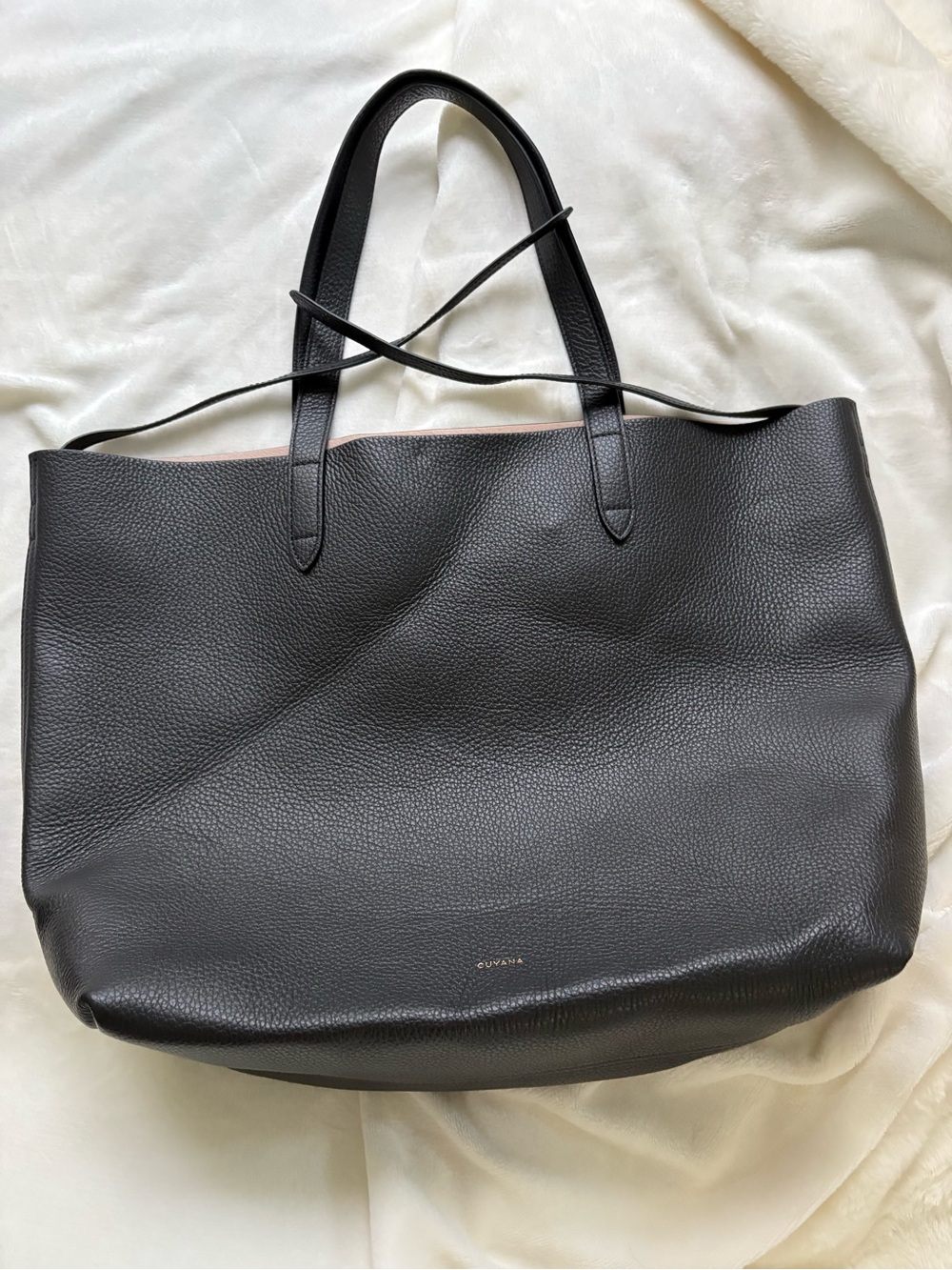 Cuyana Black Leather Everyday Tote